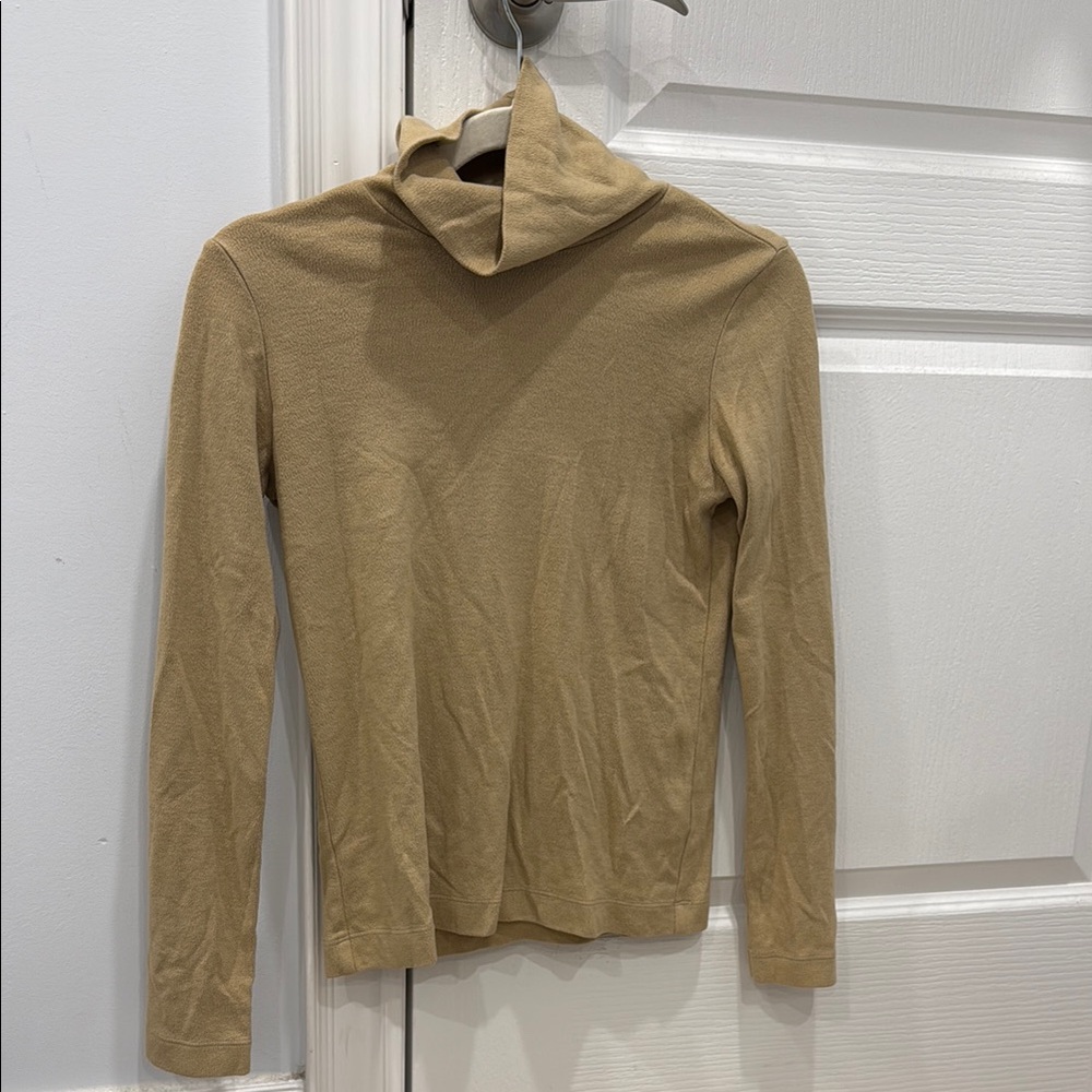 Tan Long Sleeve Turtleneck Top